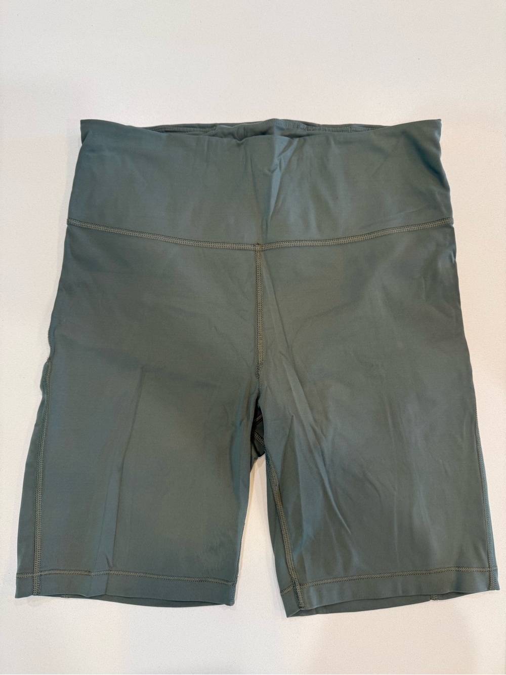Athleta Deep Olive High-Rise Athletic Bike Shorts